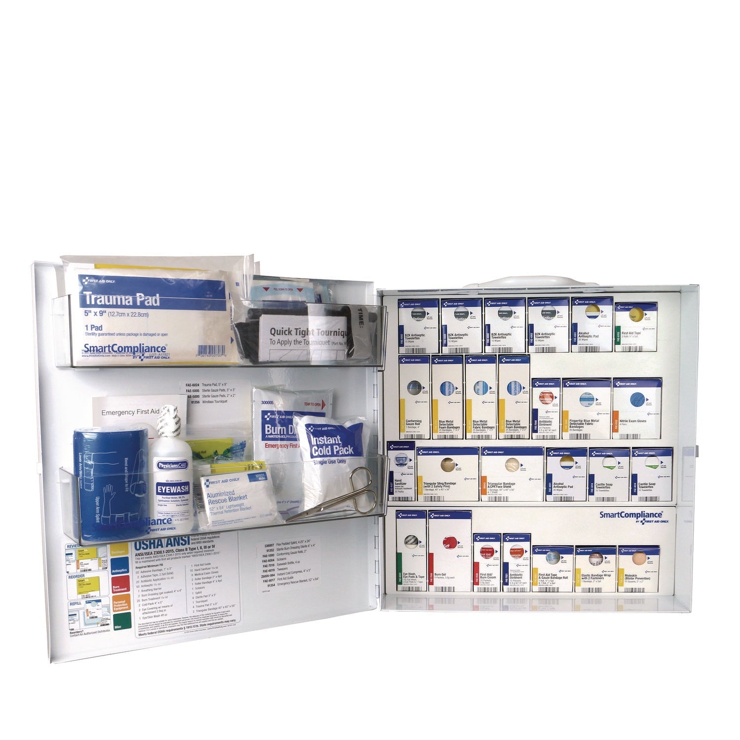 first-aid-only-91379-large-metal-smartcompliance-food-service-cabinet-ansi-b-with-no-medications-337-pieces-metal-case-fao91379_1